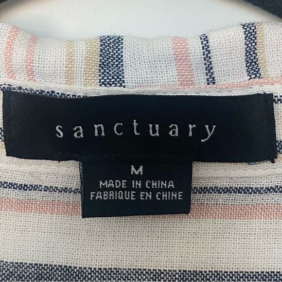 Sanctuary Borrego Linen Blend Striped Tie Front Button Down Top Size M - Picture 7 of 15